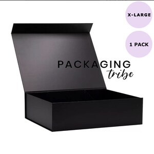 Black Magnetic Gift Box | X-Large Storage Box | Hamper Box | Unbranded Box | Magnetic Flap Box | Self Care Gift Box | Luxury Gift Box