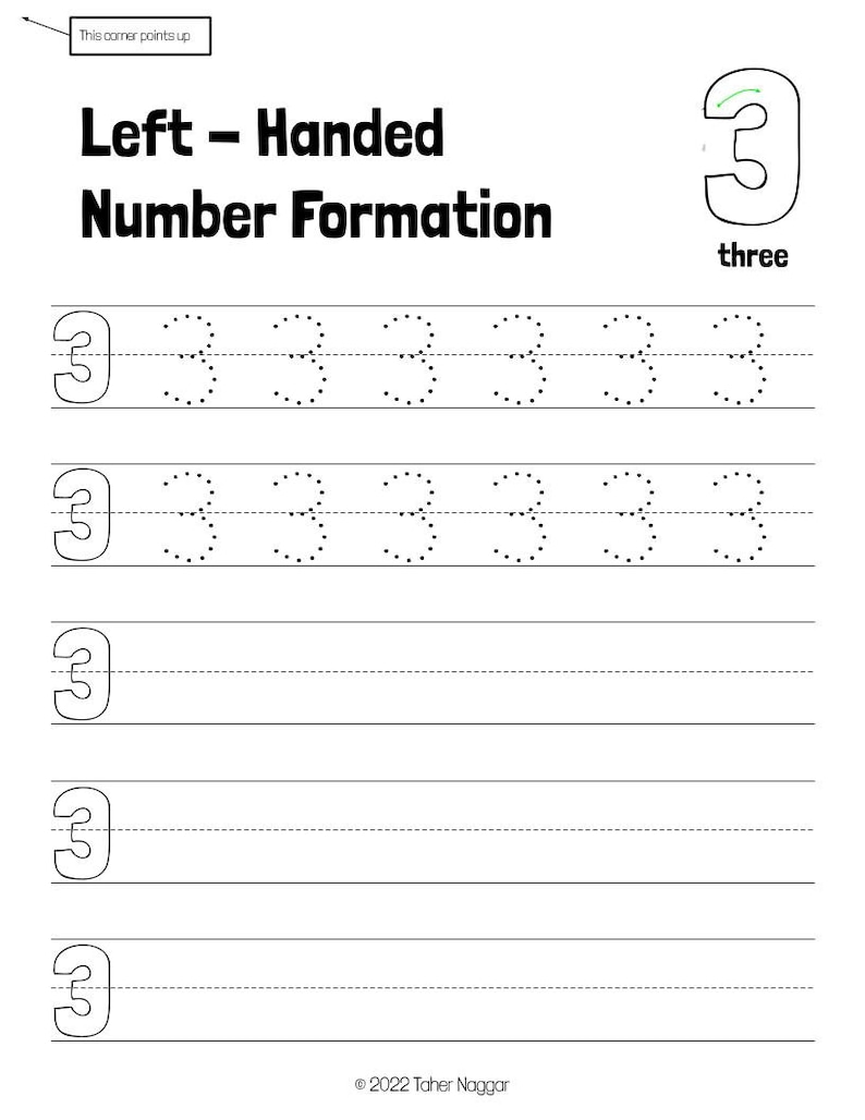 Lefthanded Number Formation Tracing and Practice Etsy