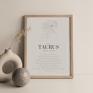 Taurus Zodiac Print, Astrology Digital Print, Horoscope Wall Decor, Printable Art, Astrology DIGITAL DOWNLOAD