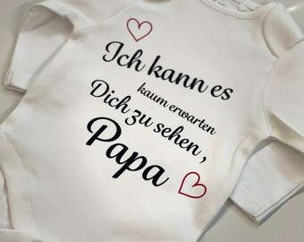 Ich kann es kaum erwarten Dich zu sehen, Baba, Babybody, personalisiert, 100% Baumwolle, Geschenk, Geburt, Babyshower, Vatertag, Papa