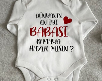 Dünyanin en iyi Babasi olmaya hazir misin? Babybody, langarm, personalisiert, Babybody Geschenk, Schwangerschaftsverkündung
