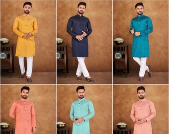 Men's jacquard kurta pajama for wedding wear Readymade stitched long sleeve with weaving sequence work kurta designer men's top tunic kurta