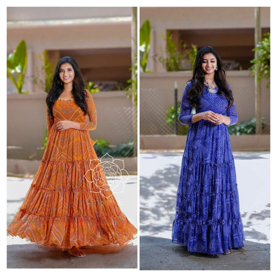 Bandhani Print Gown | Designer Party Dress | Unbox Colours – UNBOX COLOURS