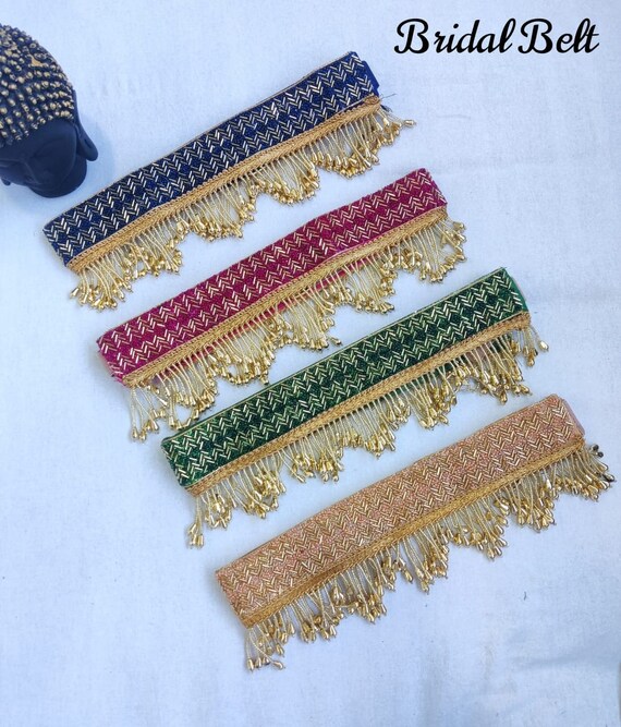 Real Handmade Woman Waist Belt Bridal Wear Waist Belt Beaded Saree Belt  Woman Wear Belt Gift for Her Stretchable Waist Belt Woman Wear Belt 