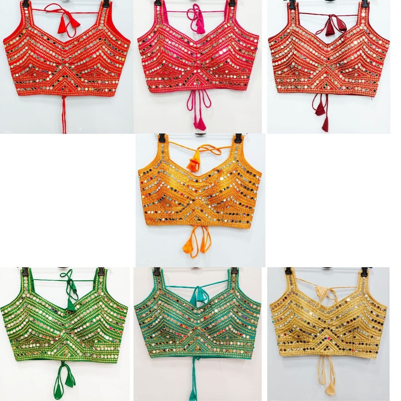mirror work silver blouse