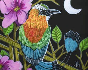 Torogoz Original Art Print | El Salvador | Hispanic Heritage Collection | Folk art | El Salvador National bird