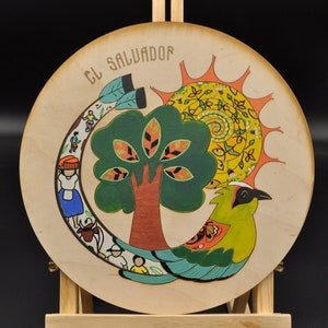 El Salvador Torogoz |  Llort inspired art |  Torogoz Llort art |  Torogoz on wood | Torogoz wall hanging|  Torogoz hand painted | Sivar Art