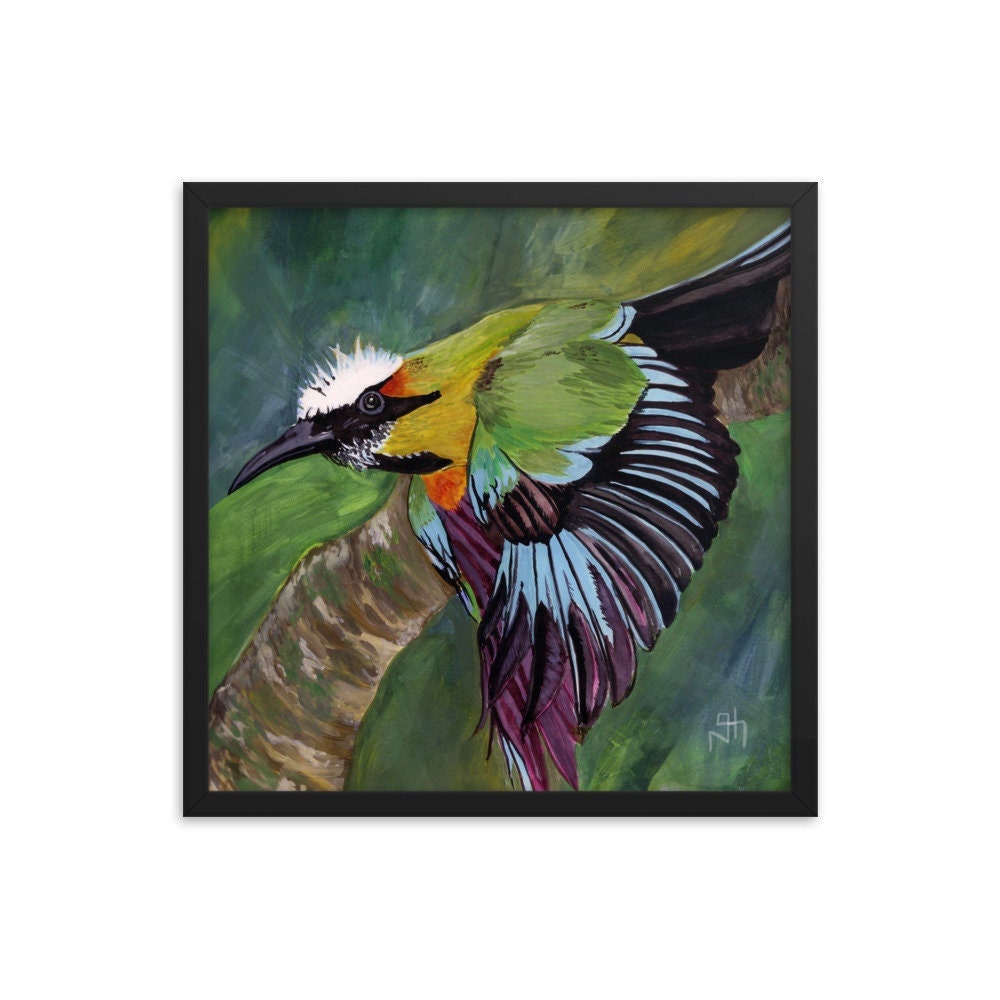 Torogoz Original Art Print | El Salvador National bird | Folk art | Hispanic Heritage Collection | Turquoise-browed Mot-Mot