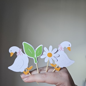 One Silly Goose Cupcake Toppers | Fun Kids Birthday Party Cake Decorations | Farm Animal Theme | Baby Shower Decor | 1st Birthday Theme image 4