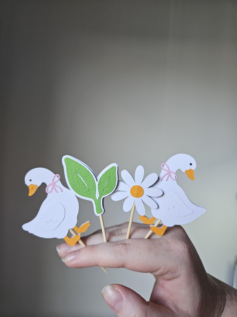 One Silly Goose Cupcake Toppers | Fun Kids Birthday Party Cake Decorations | Farm Animal Theme | Baby Shower Decor | 1st Birthday Theme image 4