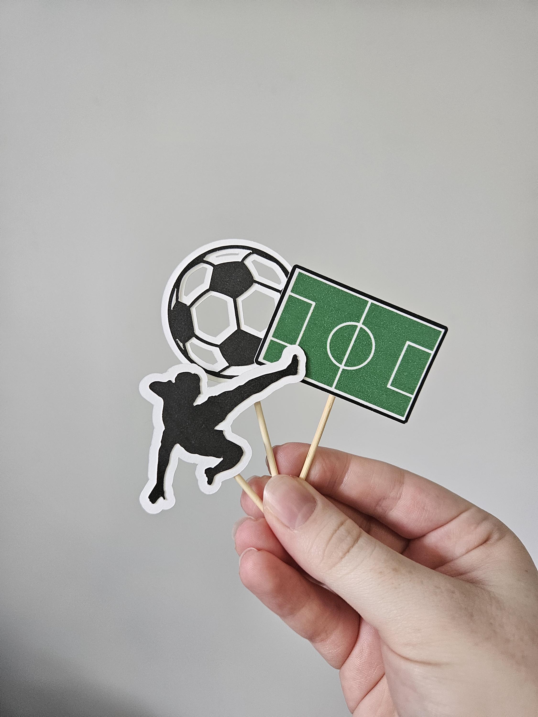 Soccer Cupcake Toppers – Soccer Birthday Party Decorations – Football Theme Party Supplies – Custom Sports Cake Toppers – Goal Party Decor - Thumbnail 3