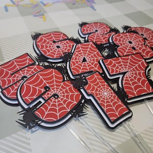 Personalised Spider Birthday Cake Topper | Spider Birthday Party Decoration | Custom Age Cake Topper image 2