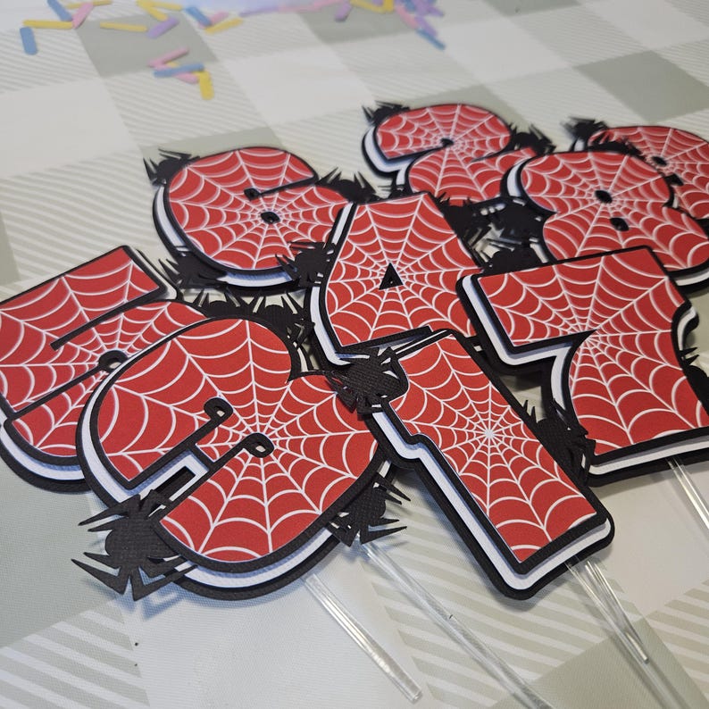 Personalised Spider Birthday Cake Topper | Spider Birthday Party Decoration | Custom Age Cake Topper image 2