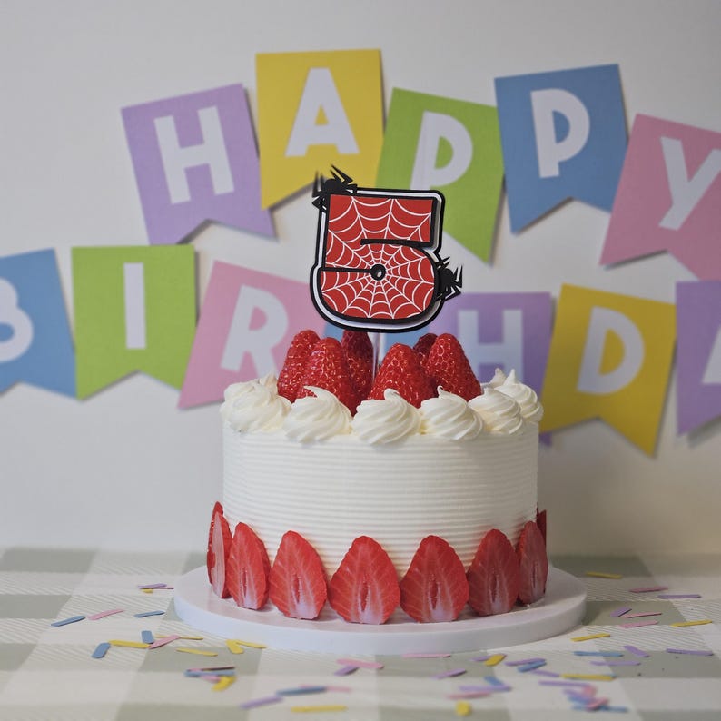 Personalised Spider Birthday Cake Topper | Spider Birthday Party Decoration | Custom Age Cake Topper image 9