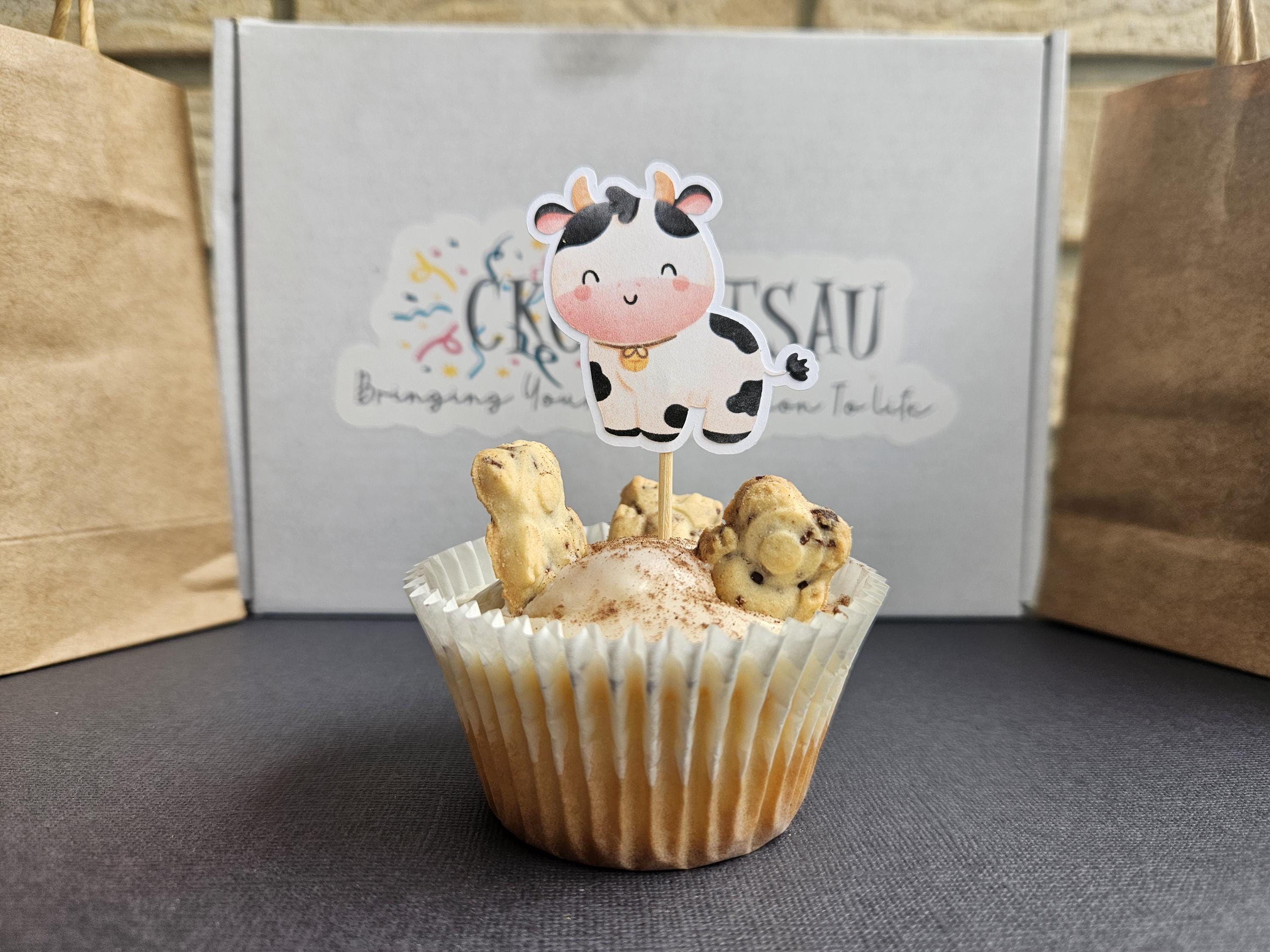 Farm Themed Cupcake Toppers – Hay & Barn Animals – 1st Birthday or Baby Shower Decor - Handcrafted Cake Decor - Kids Party Decor - Thumbnail 5