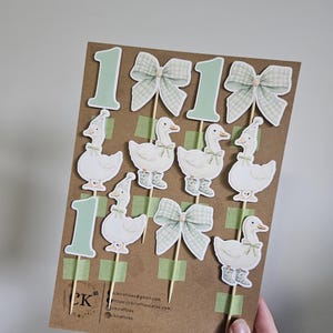 One Silly Goose Cupcake Toppers – 1st Birthday Party Decor – Goose Theme Cake Toppers – Funny First Birthday Decorations – Handmade