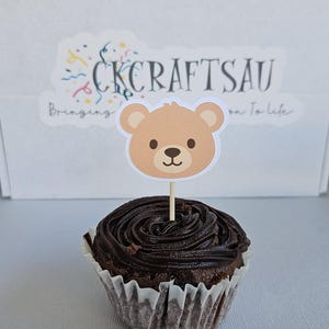 Teddy Bear Cupcake Toppers | Bear Birthday Party Supplies | Kids Party Decor | Beary Cute 1st Birthday Theme | Baby Shower Theme image 5
