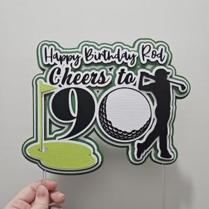 Golfnummer taarttopper | Gepersonaliseerde golf verjaardagstaarttopper | Hole-in-one feestdecoratie | Taarttopper met leeftijd op maat | Golfthemafeest afbeelding 2