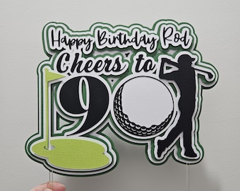 Golfnummer taarttopper | Gepersonaliseerde golf verjaardagstaarttopper | Hole-in-one feestdecoratie | Taarttopper met leeftijd op maat | Golfthemafeest