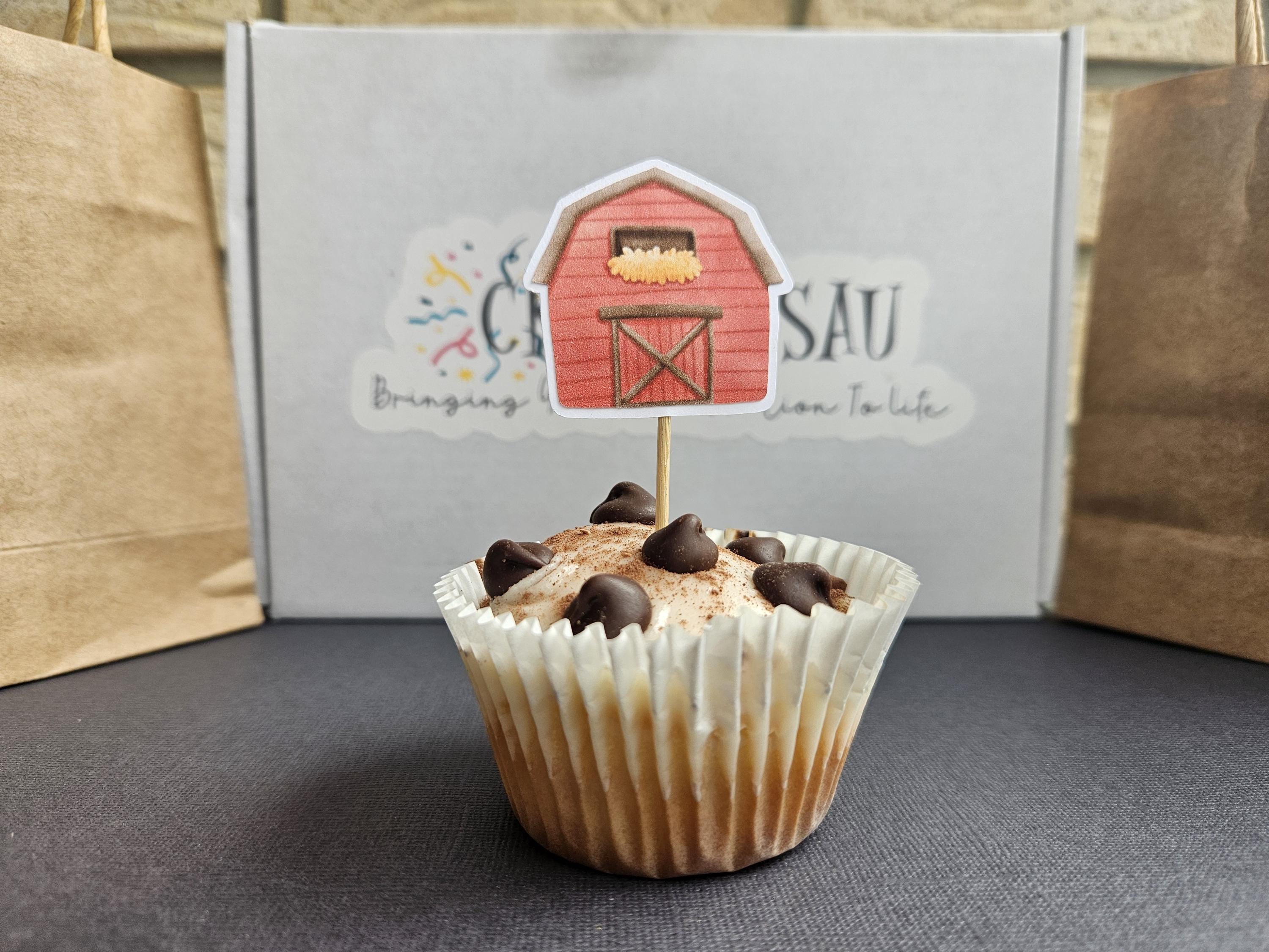 Farm Themed Cupcake Toppers – Hay & Barn Animals – 1st Birthday or Baby Shower Decor - Handcrafted Cake Decor - Kids Party Decor - Thumbnail 4