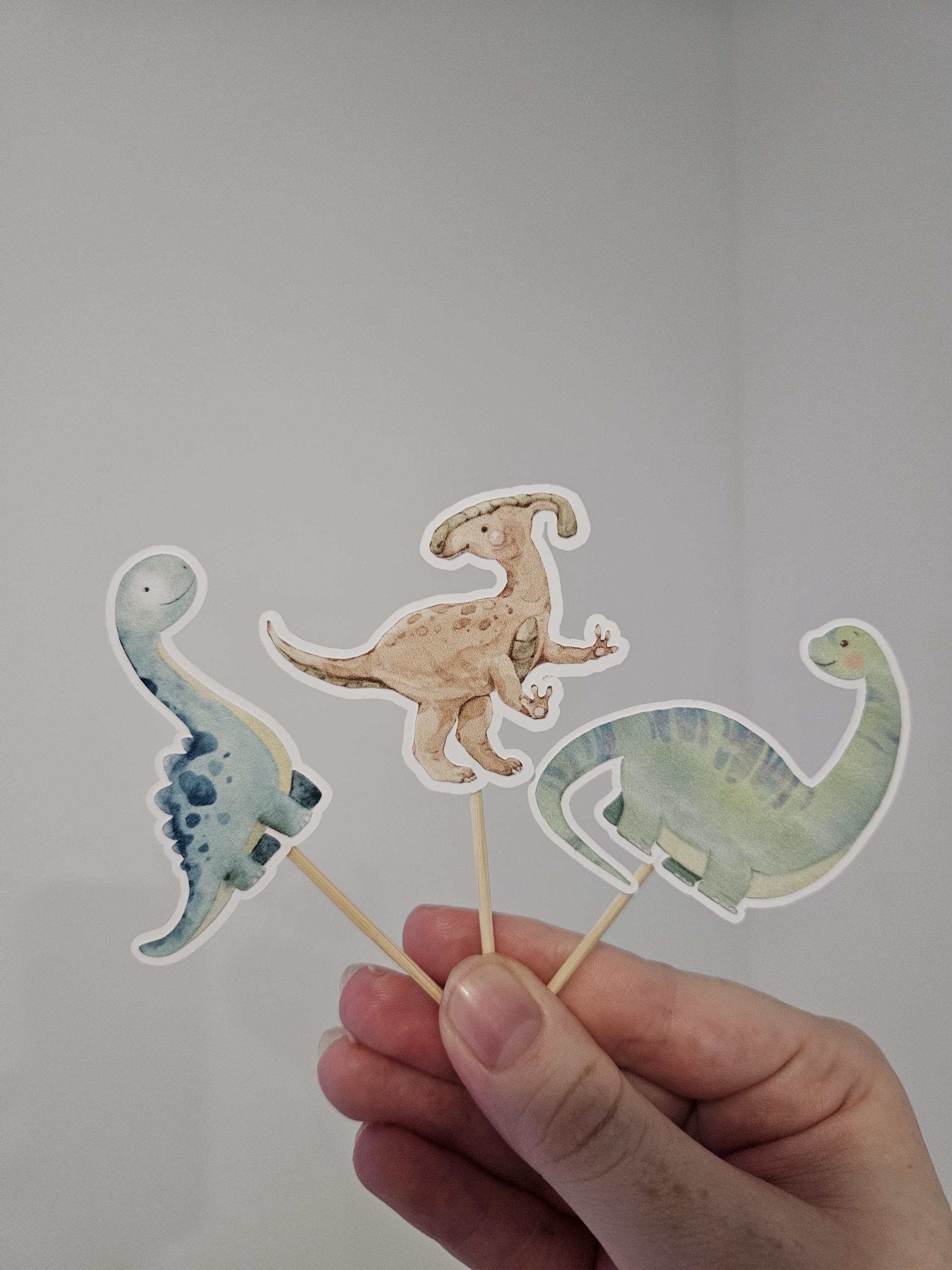 Dinosaur Cupcake Toppers – Dino Birthday Party Decorations – T-Rex Triceratops Stegosaurus – Roarsome Party Supplies – Custom Dino Toppers - Thumbnail 7