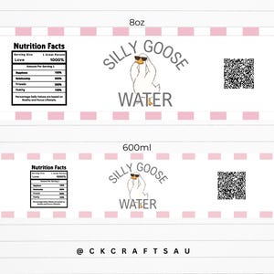 Etiquetas para botellas de agua Silly Goose, color rosa, para imprimir, para el primer cumpleaños. imagen 2