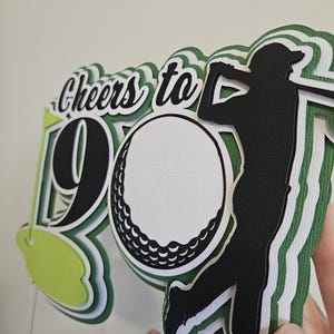 Golfnummer taarttopper | Gepersonaliseerde golf verjaardagstaarttopper | Hole-in-one feestdecoratie | Taarttopper met leeftijd op maat | Golfthemafeest afbeelding 3