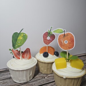 Hungry Caterpillar Cupcake Toppers, Caterpillar Birthday Party Decorations, Kids Party Decor, Storybook Birthday, Book Party Theme, Fruit image 4