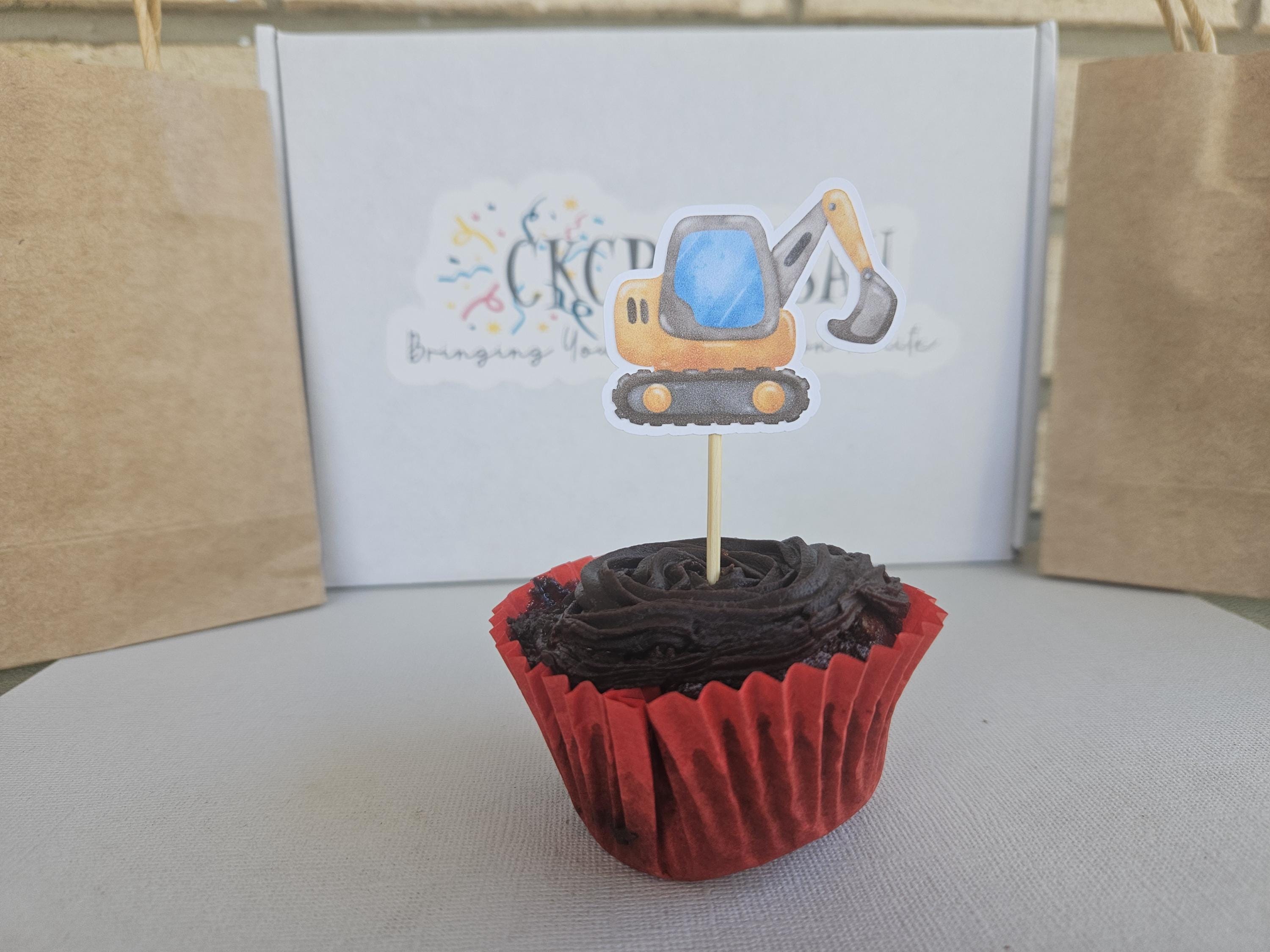Construction Cupcake Toppers – Dump Truck Digger Birthday Decor – Under Construction Party Supplies – Boys Construction Theme – Handmade - Thumbnail 4