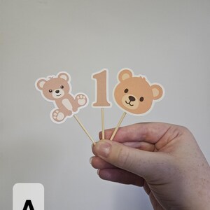 shaped bear cupcake toppers. 3 different types.