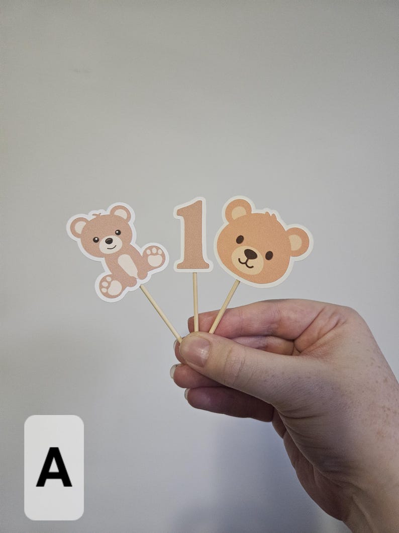 shaped bear cupcake toppers. 3 different types.