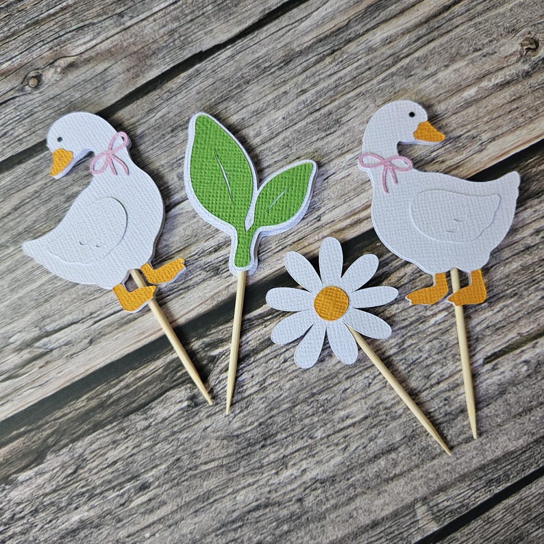 One Silly Goose Cupcake Toppers | Fun Kids Birthday Party Cake Decorations | Farm Animal Theme | Baby Shower Decor | 1st Birthday Theme image 9