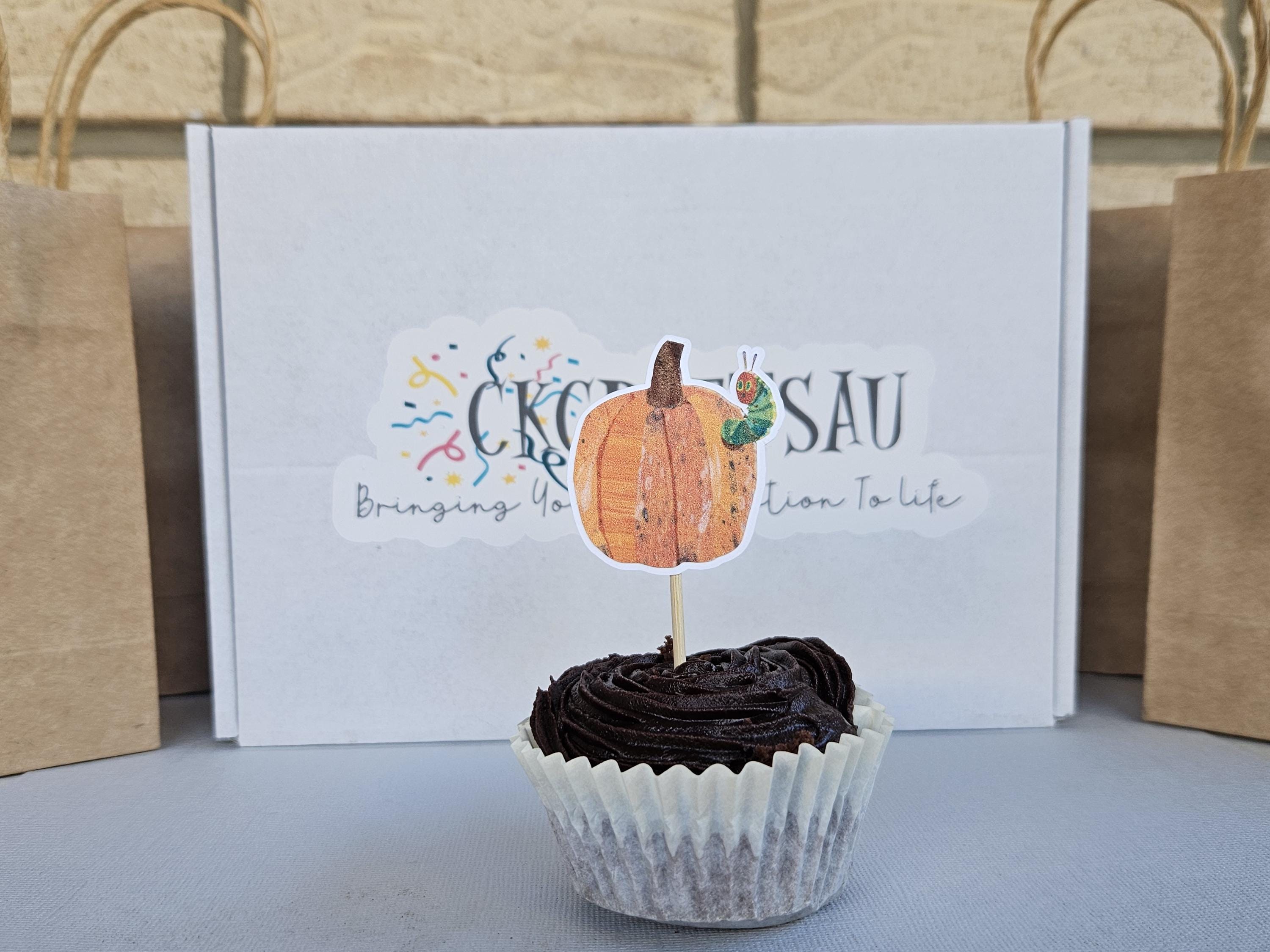 The Hungry Caterpillar Cupcake Toppers – First Birthday Party Decorations – Eric Carle Inspired Party – Caterpillar Theme Toppers – Handmade - Thumbnail 5