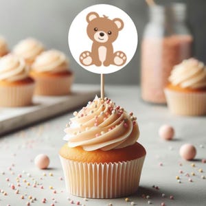 Teddy Bear Cupcake Toppers Digital Download Template | Editable Birthday Party Decor | Printable | Kids Party Decor image 7