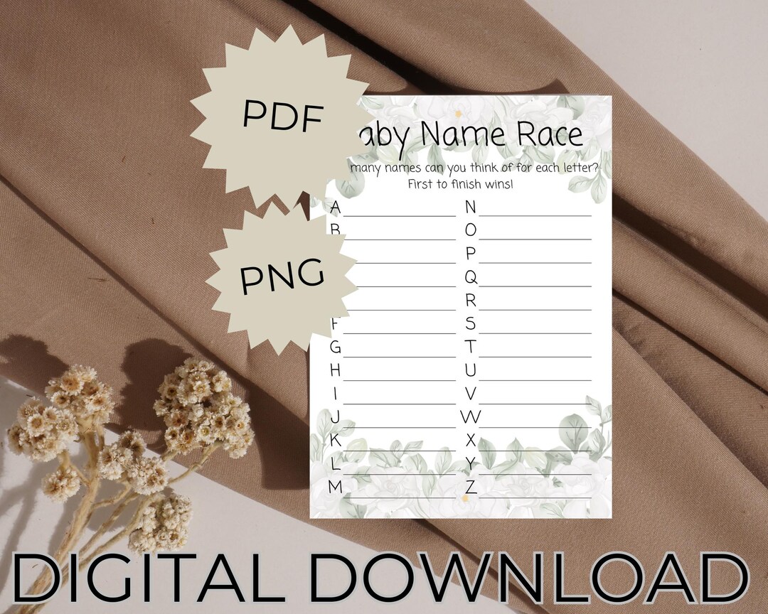 Baby Shower Name Race Game Fun and Interactive Baby Shower Activity ...