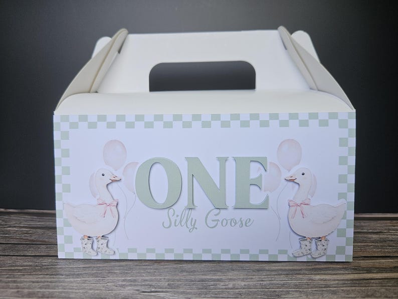 En fånig gås festpresentask | Godisask med gavel | Födelsedagsfesttillbehör | Bondgårdsdjurstema | Godisaskar med fest bild 7