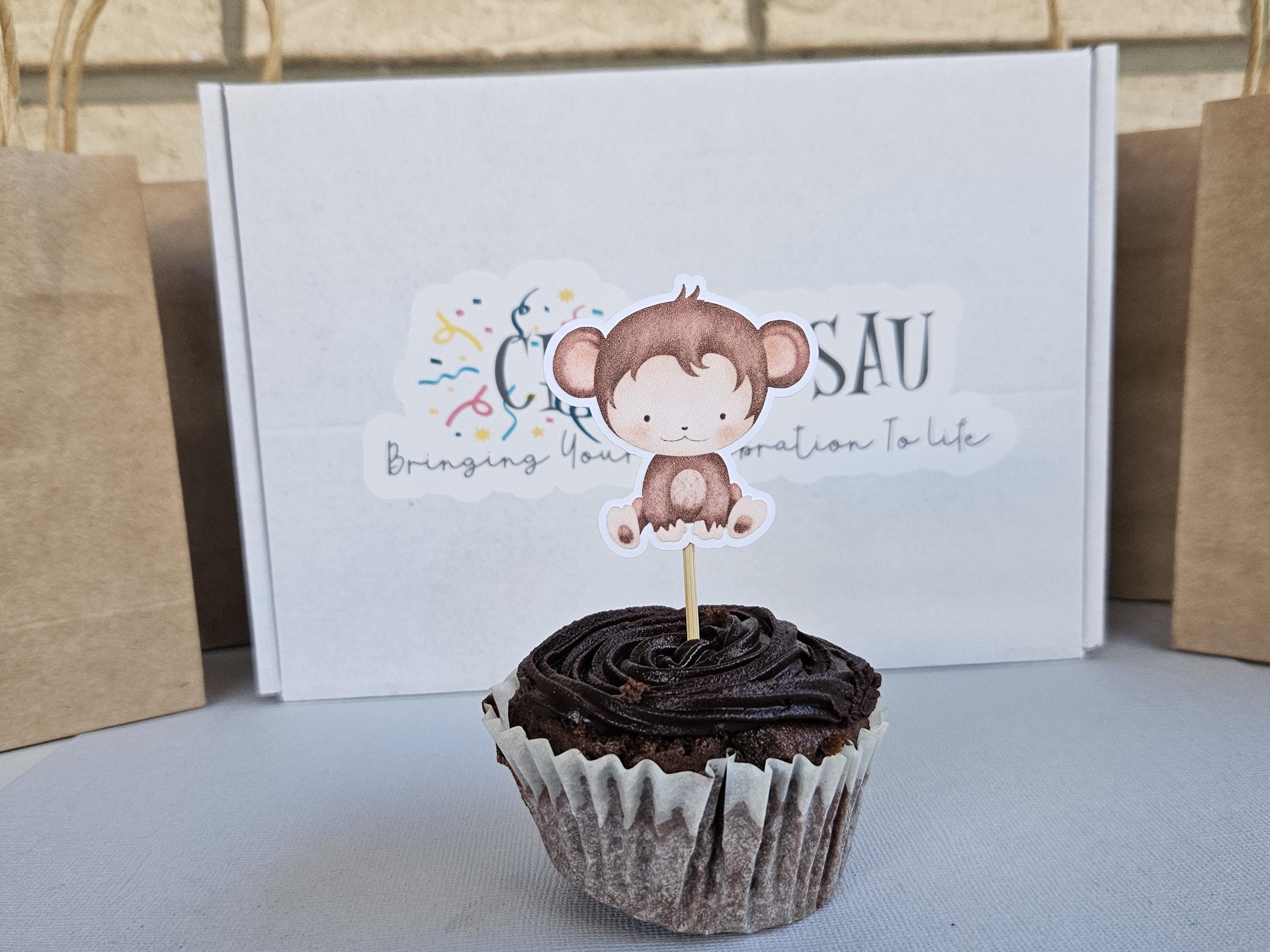 Wild One Safari Cupcake Toppers – Jungle Animal First Birthday Decor – Safari Theme Party Supplies – Wild One Cake Toppers – Handmade - Thumbnail 3