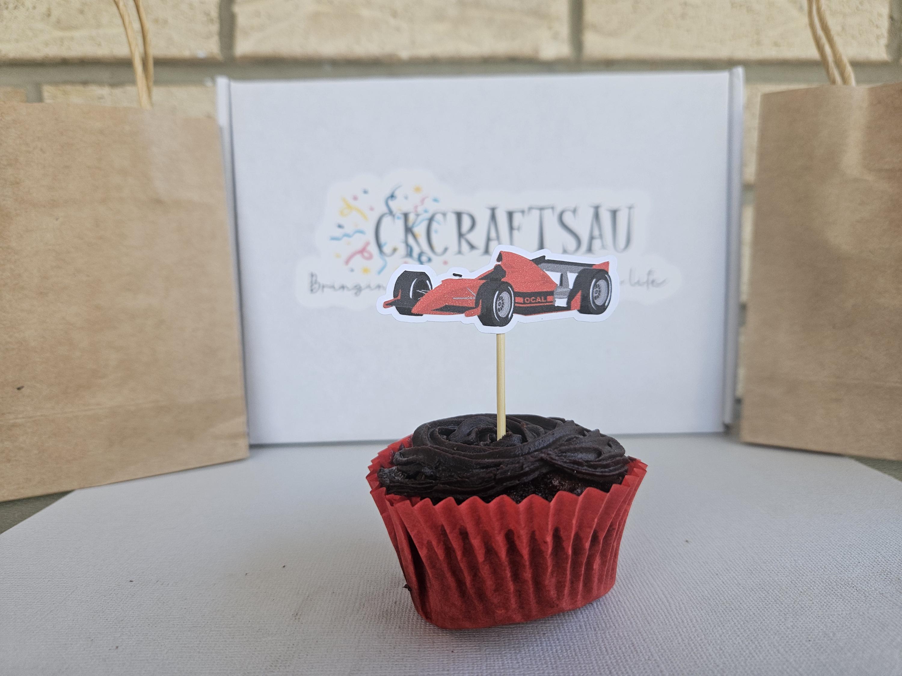 Race Car Cupcake Toppers – Race Track Birthday Party Decor – Start Your Engines Party Supplies – Fast One Theme – Custom Car Cake Toppers - Thumbnail 5