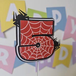 Personalised Spider Birthday Cake Topper | Spider Birthday Party Decoration | Custom Age Cake Topper image 4