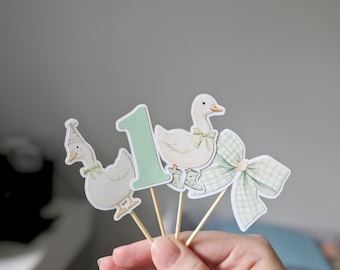 One Silly Goose Cupcake Toppers | Fun Kids Birthday Party Cake Decorations | Farm Animal Theme | Baby Shower Decor | 1st Birthday Theme