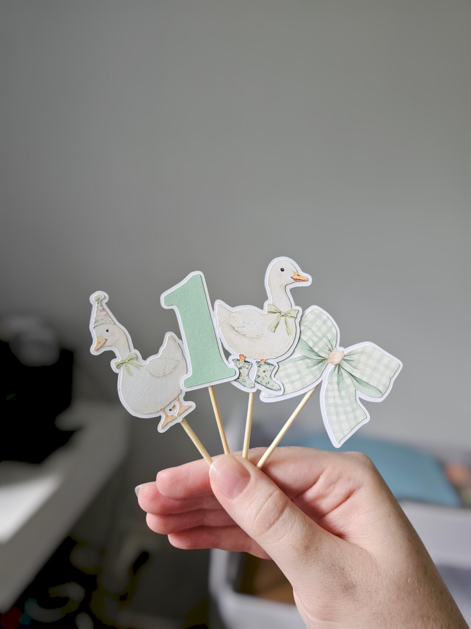 One Silly Goose Cupcake Toppers – 1st Birthday Party Decor – Goose Theme Cake Toppers – Funny First Birthday Decorations – Handmade - Thumbnail 7