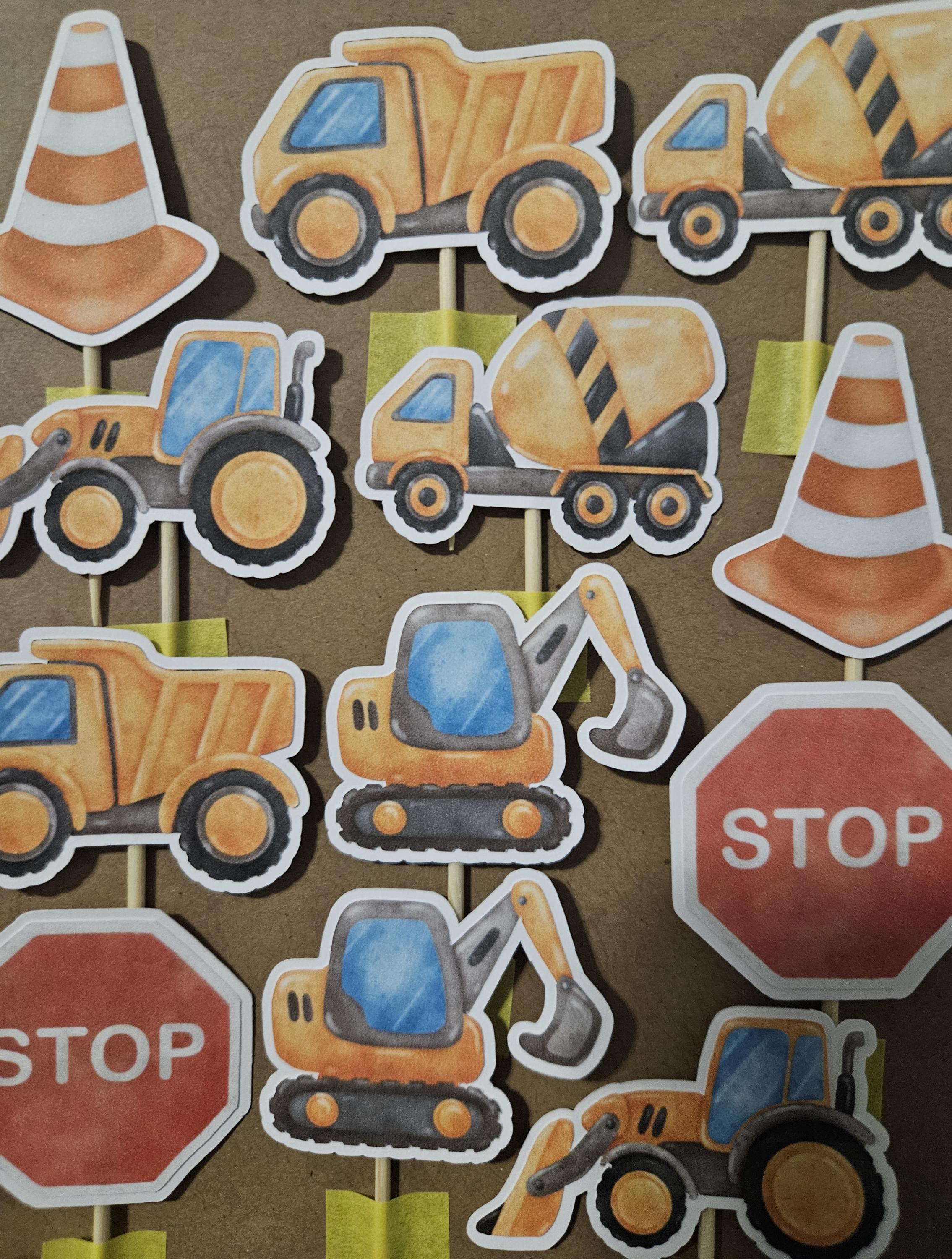 Construction Cupcake Toppers – Dump Truck Digger Birthday Decor – Under Construction Party Supplies – Boys Construction Theme – Handmade - Thumbnail 7