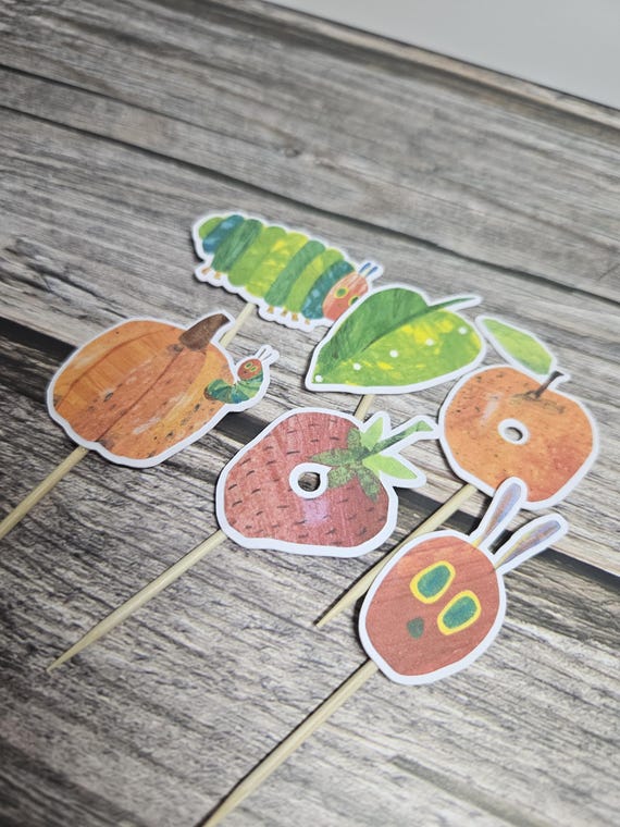 Hungry Caterpillar Cupcake Toppers | Caterpillar Birthday Party Decorations | Kids Party Decor | Storybook Birthday