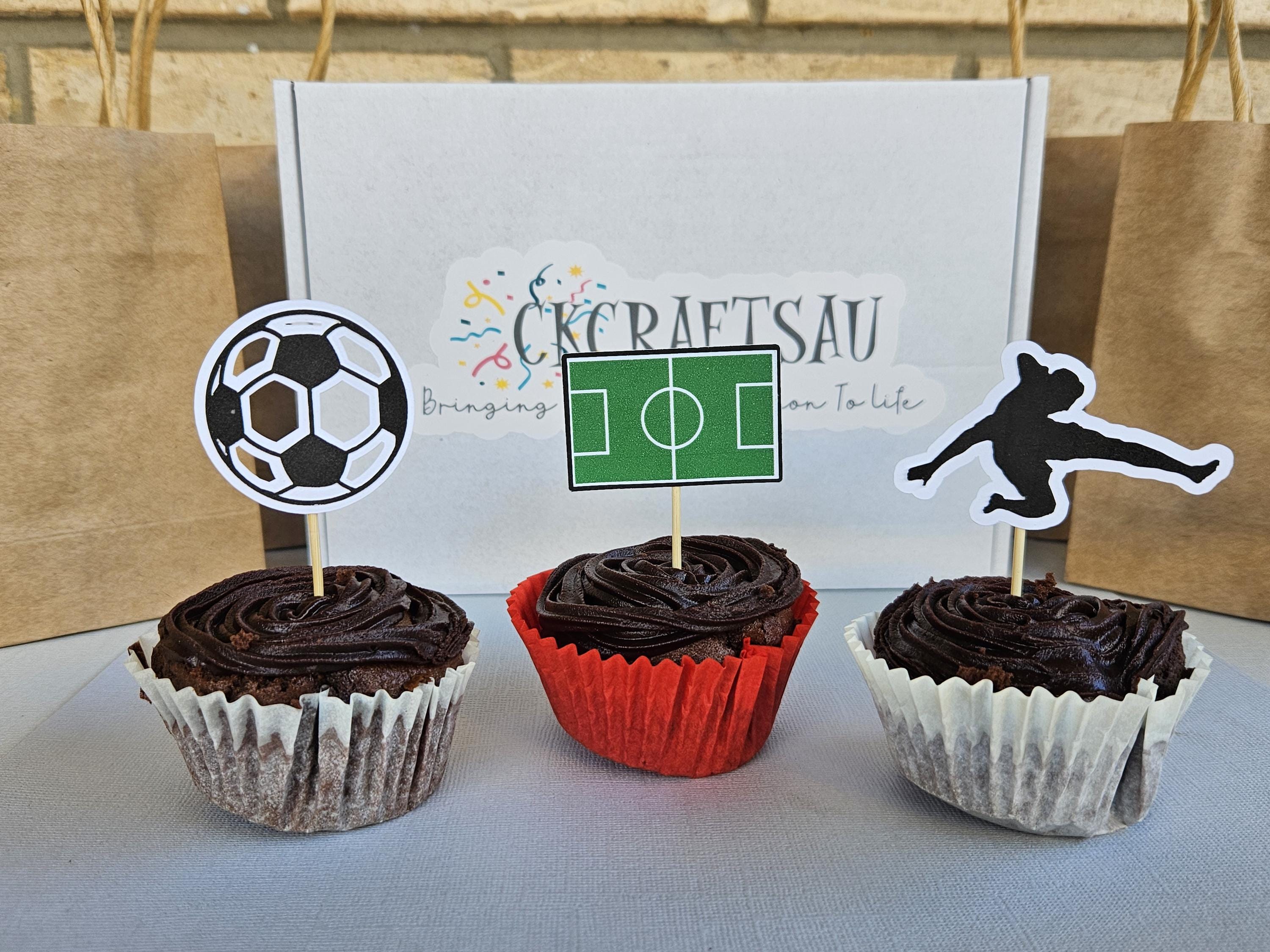 Soccer Cupcake Toppers – Soccer Birthday Party Decorations – Football Theme Party Supplies – Custom Sports Cake Toppers – Goal Party Decor - Thumbnail 7