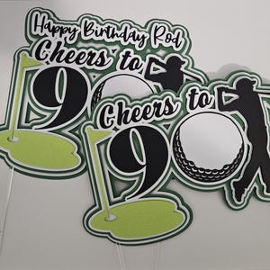 Golfnummer taarttopper | Gepersonaliseerde golf verjaardagstaarttopper | Hole-in-one feestdecoratie | Taarttopper met leeftijd op maat | Golfthemafeest afbeelding 1