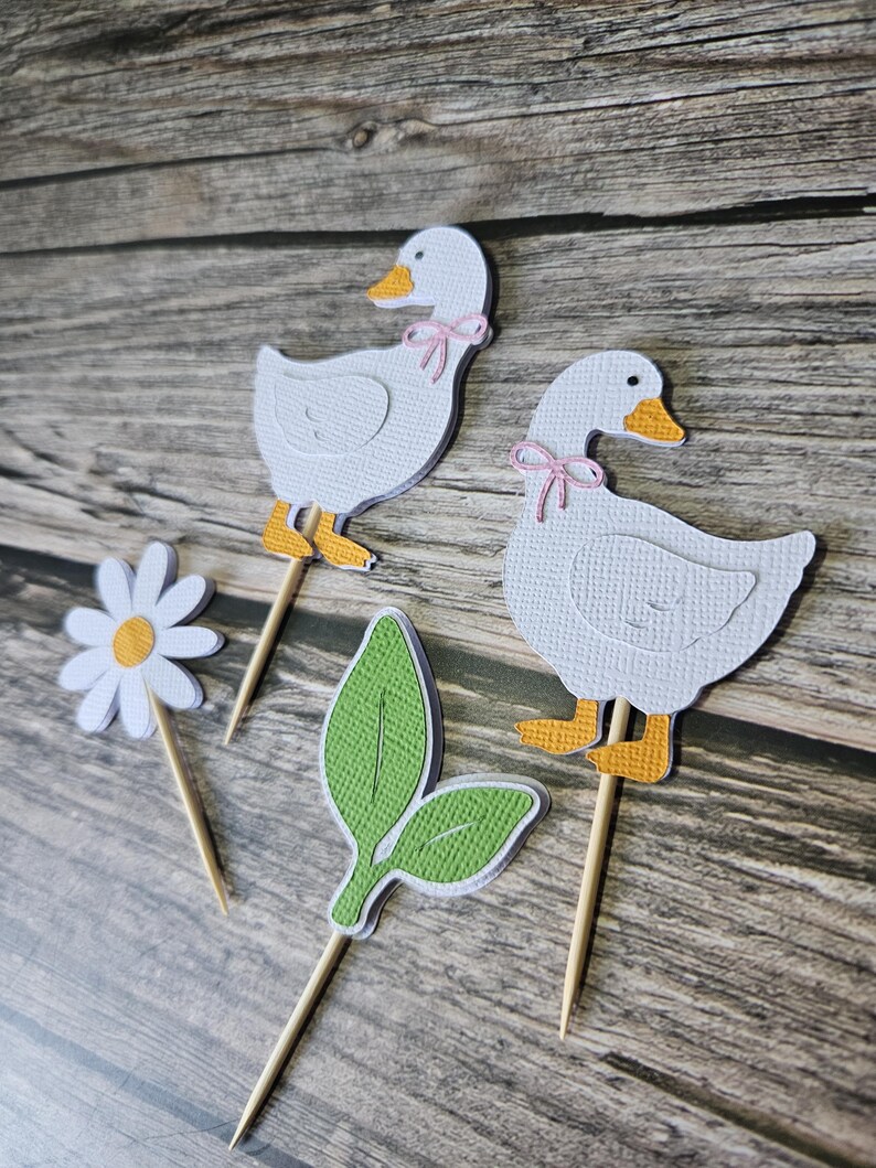 One Silly Goose Cupcake Toppers | Fun Kids Birthday Party Cake Decorations | Farm Animal Theme | Baby Shower Decor | 1st Birthday Theme image 8