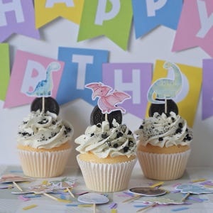 Dinosaur Cupcake Toppers, Dinosaur Birthday Party Decorations, Dino Party Decor, Kids Party Supplies, Fun Cute Dinosaur Birthday