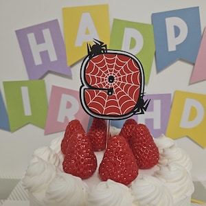 Personalised Spider Birthday Cake Topper | Spider Birthday Party Decoration | Custom Age Cake Topper image 7