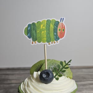 Hungry Caterpillar Cupcake Toppers, Caterpillar Birthday Party Decorations, Kids Party Decor, Storybook Birthday, Book Party Theme, Fruit image 2
