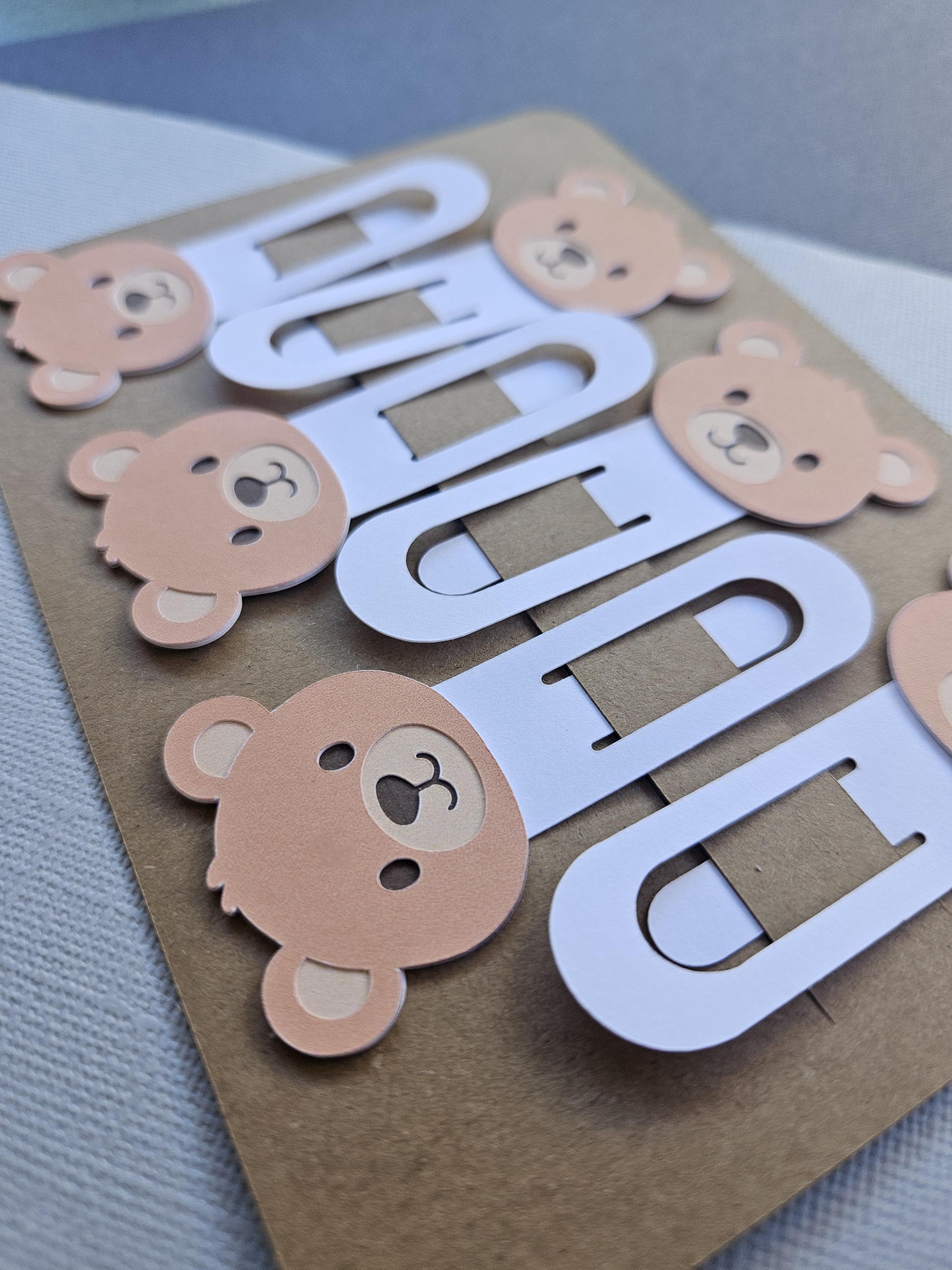Adorable Bear Bookmarks for Kids' Parties and Reading Delights! Handmade Cardstock Crafts, Birthday Party Favors, Kids Accessories